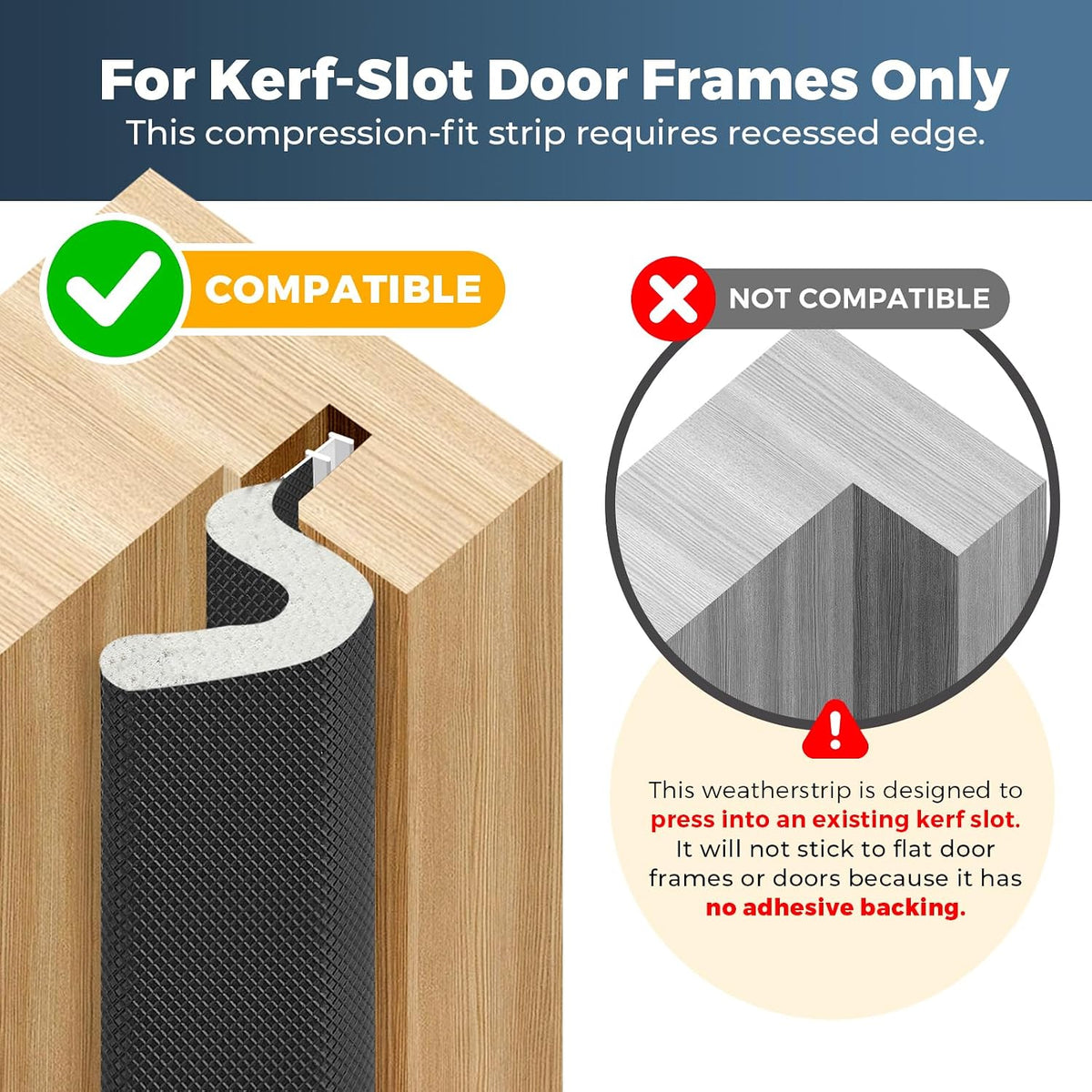 Sello de puerta de 60 pies, tira de espuma estilo Kerf para espacio...