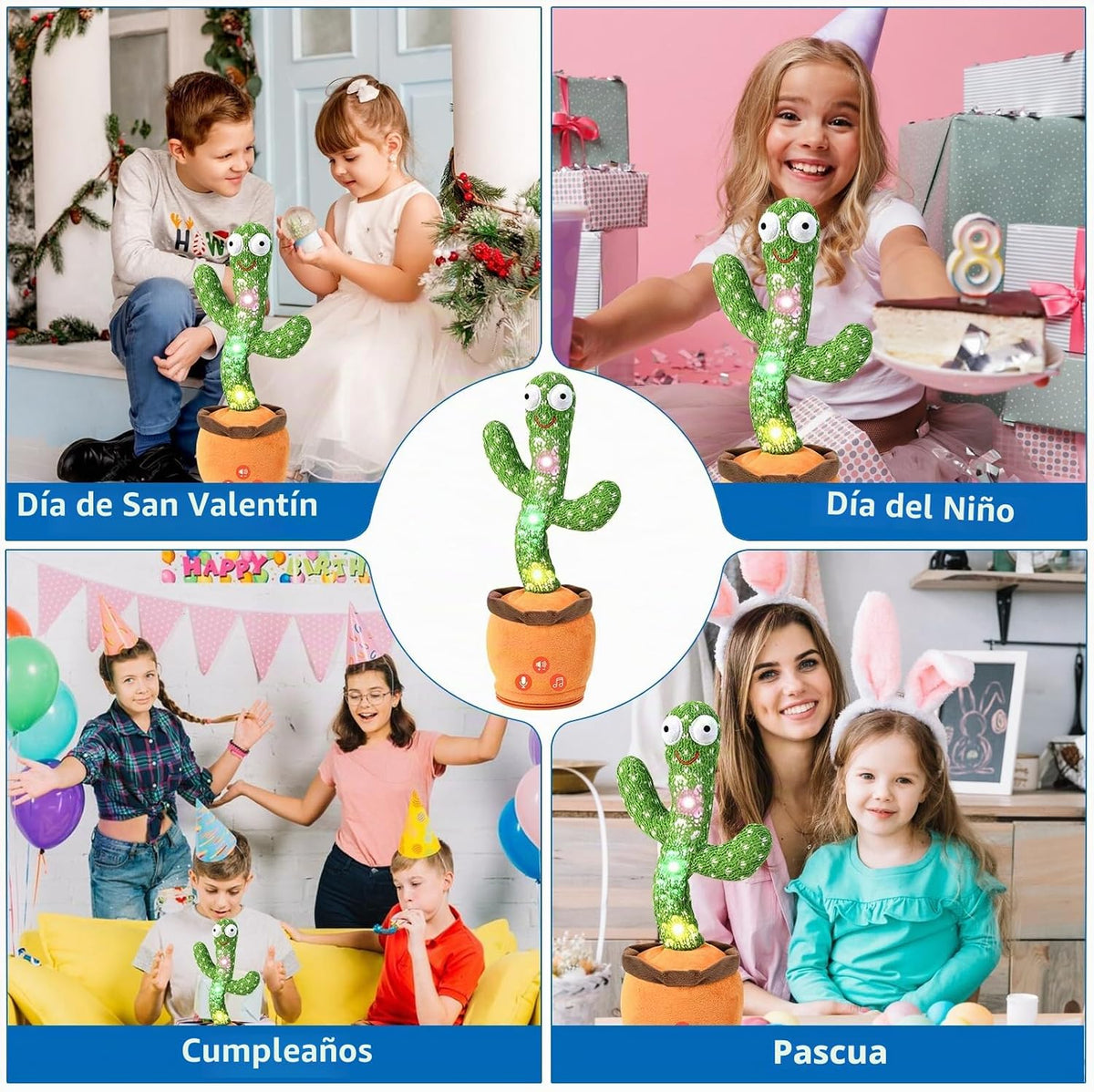 TWORIVER - Juguetes recargables de cactus que hablan bailarín para...