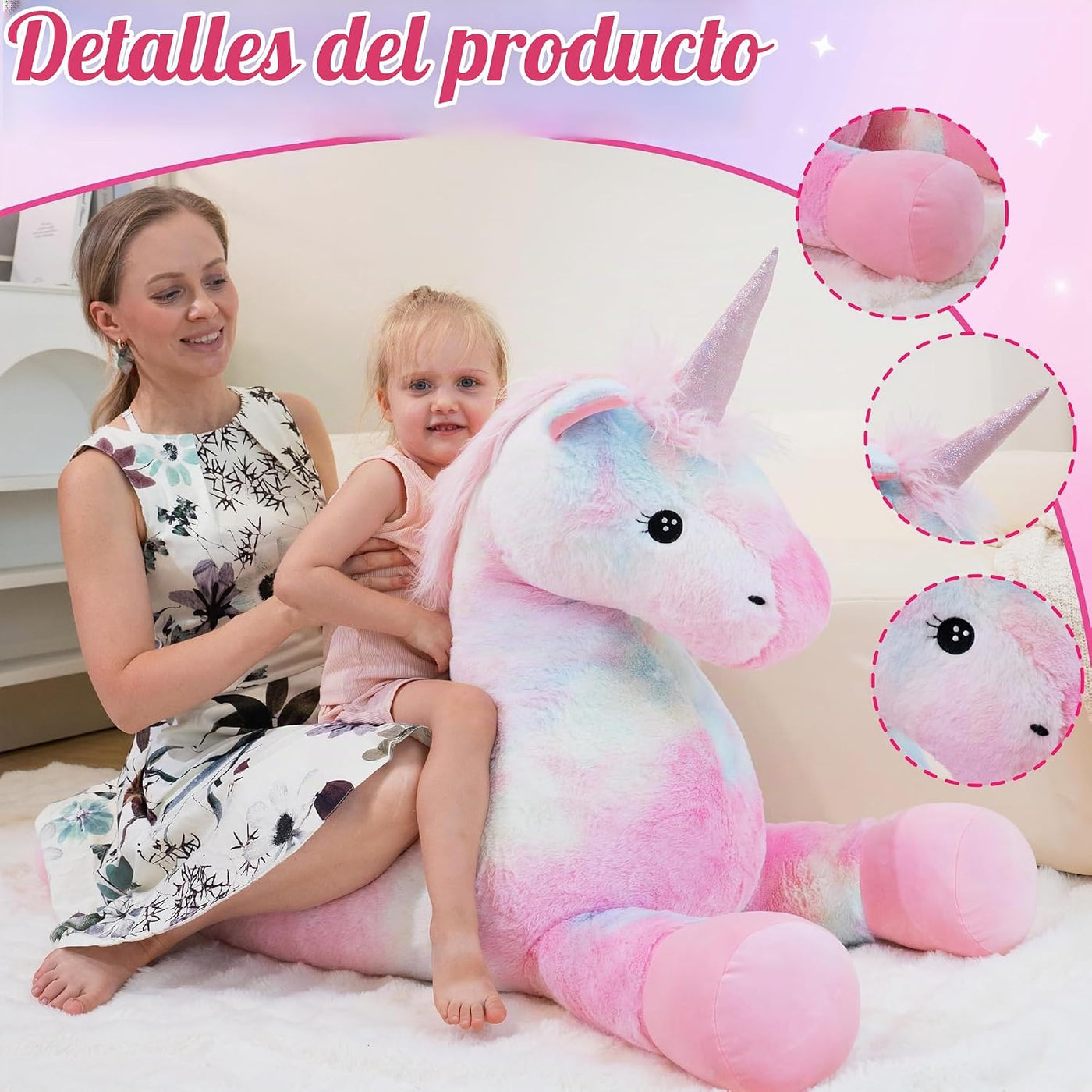 GADXV Peluche de unicornio grande, regalo de unicornio de 49 pulgad...