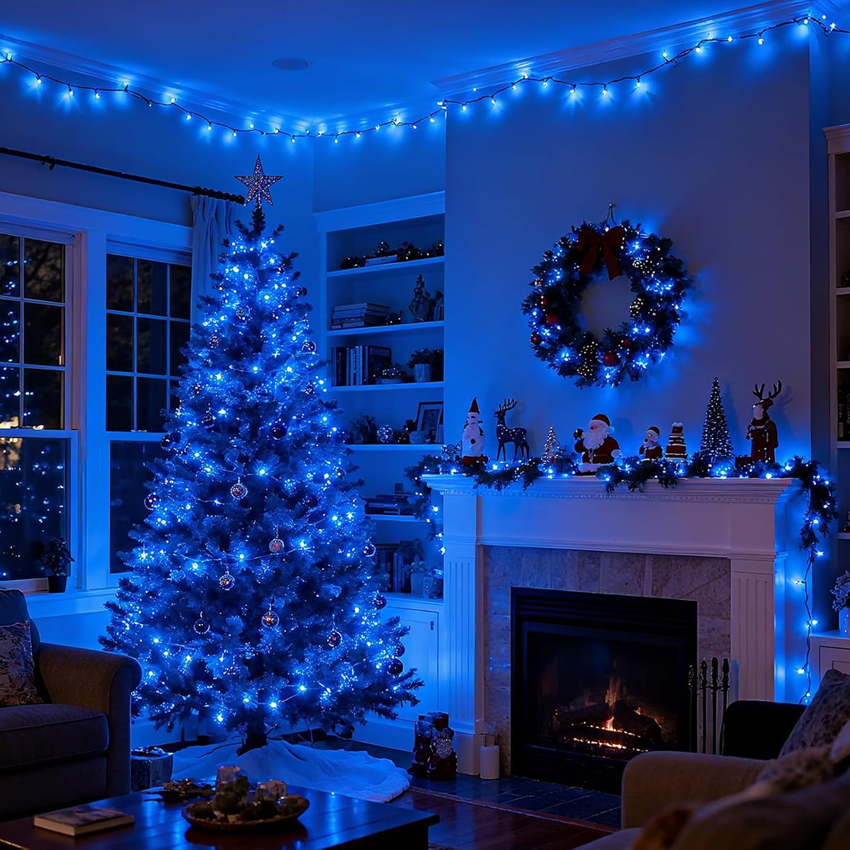 VTECHOLOGY - 500 luces LED azules para árbol de Navidad, luces para...