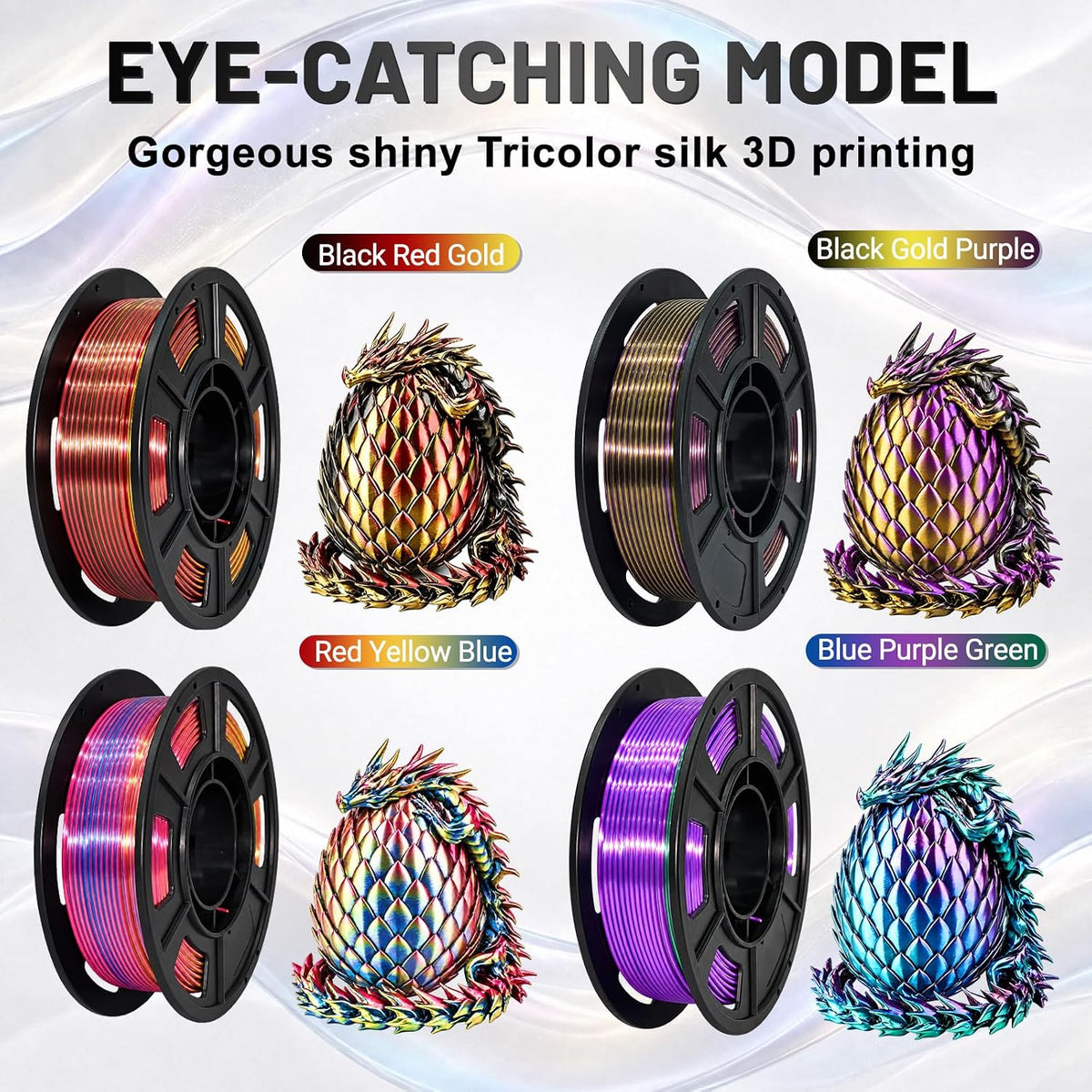Colourbing Tricolor Silk - Paquete de filamentos para impresora 3D...