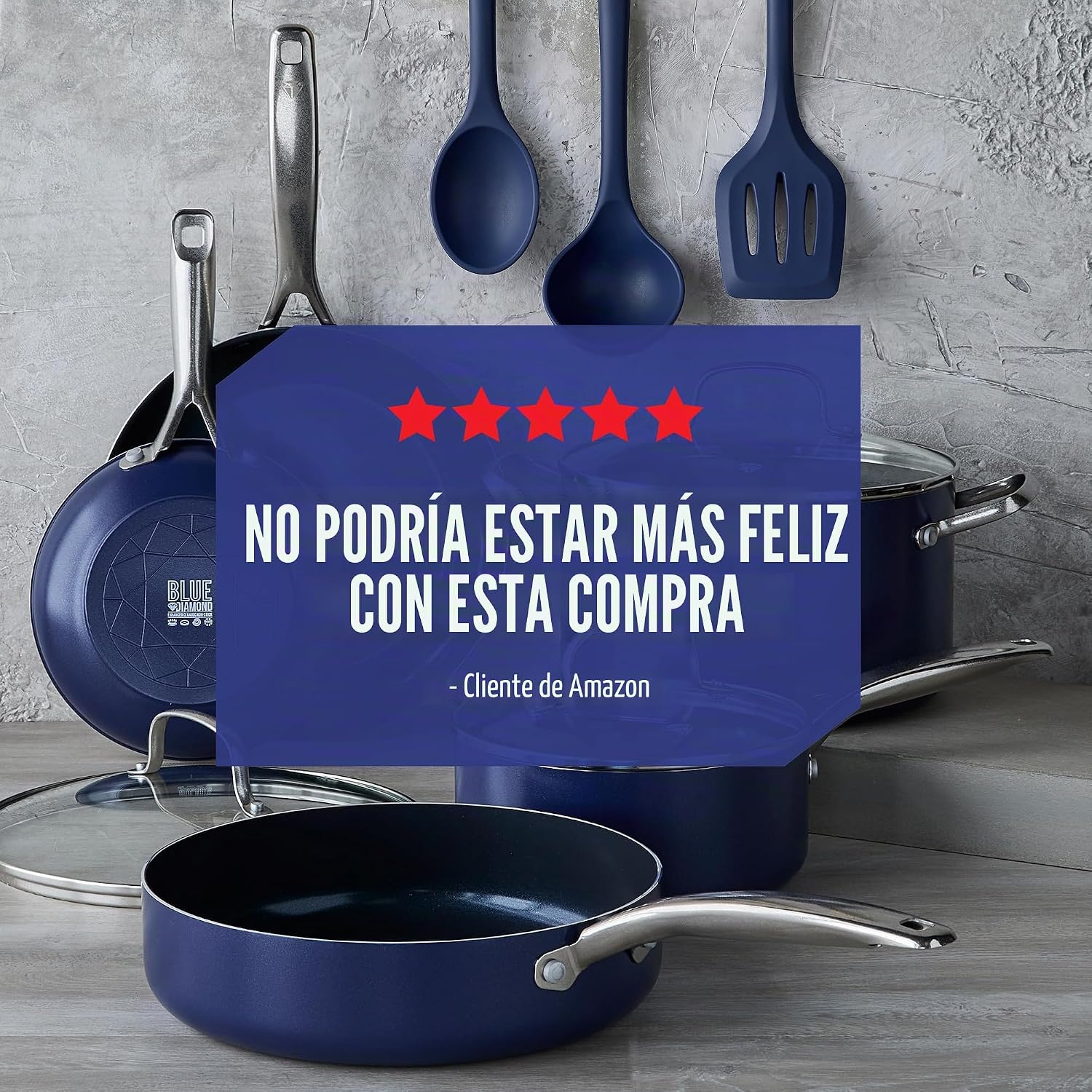 Blue Diamond - Sartén de cerámica antiadherente con infusión de dia...