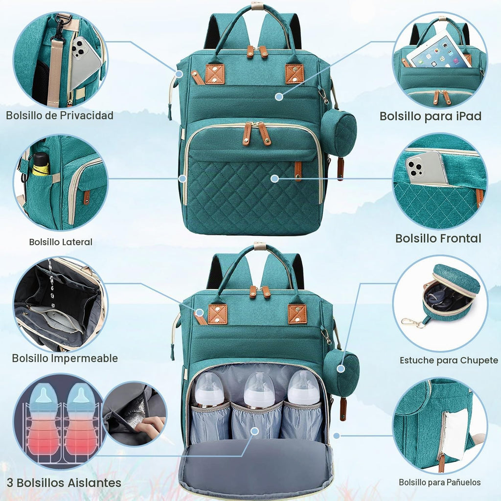 SHITIESHOU Bolsa de pañales mochila para bebé, bolsa de pañales par...
