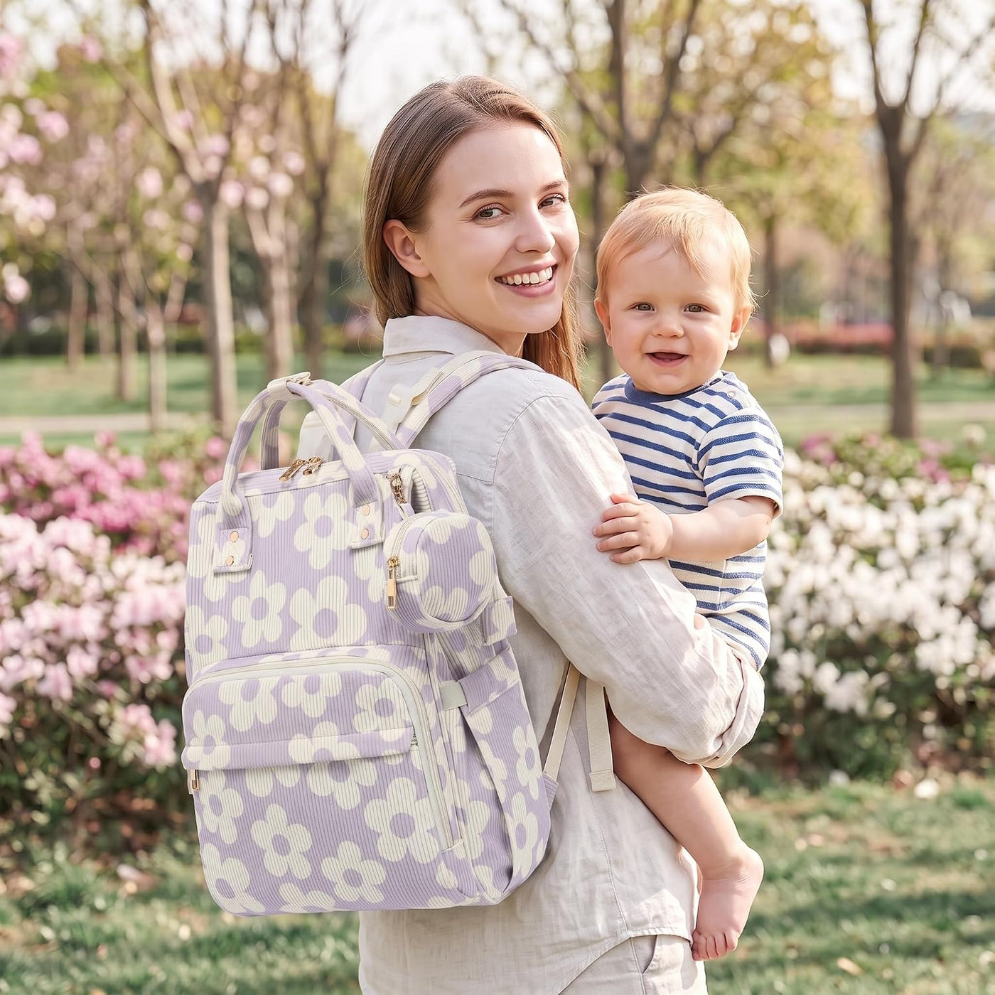 Lrenagao Mochila para pañales de bebé para mamá y papá, bolsa de pa...