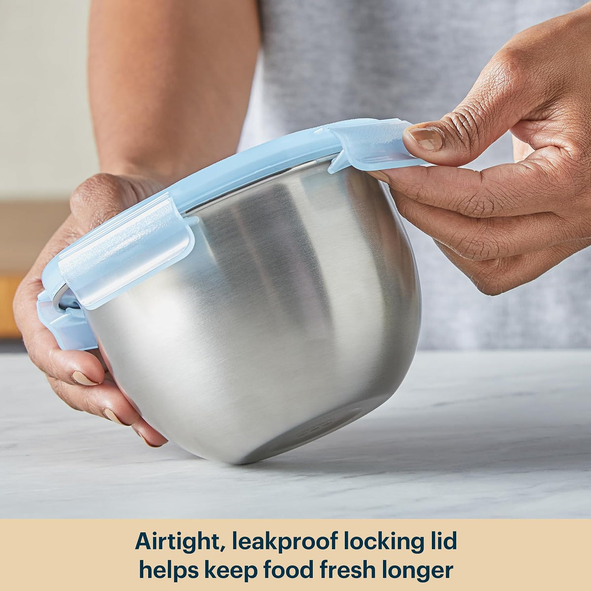 Pyrex Paquete de 4 cuencos de metal de acero inoxidable con tapas |...