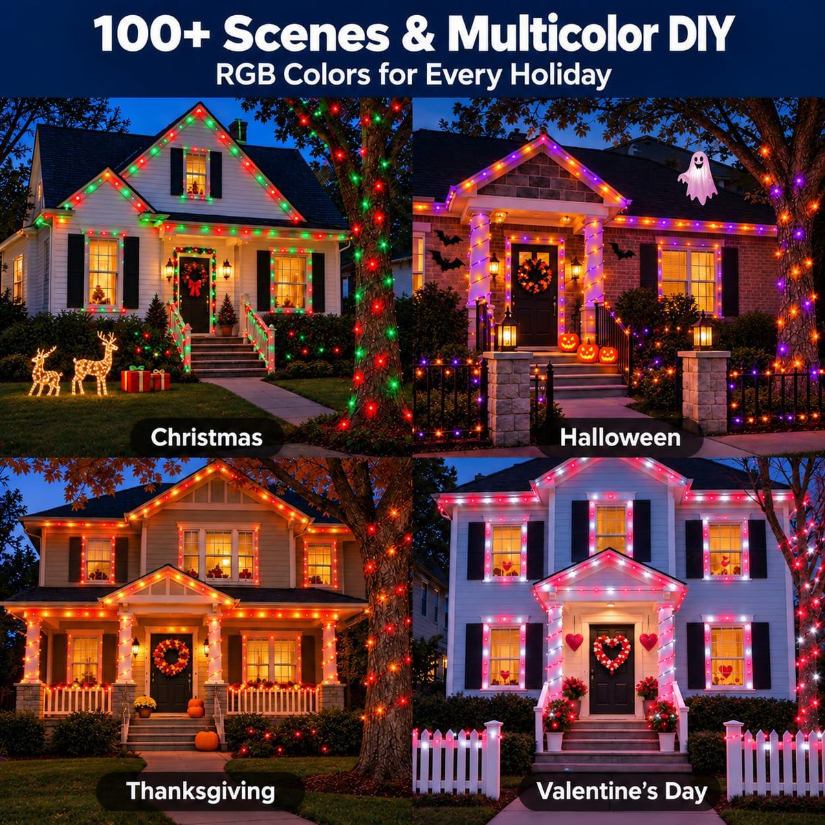 Guirnalda de luces inteligentes de Navidad de 100 pies, luces de ár...