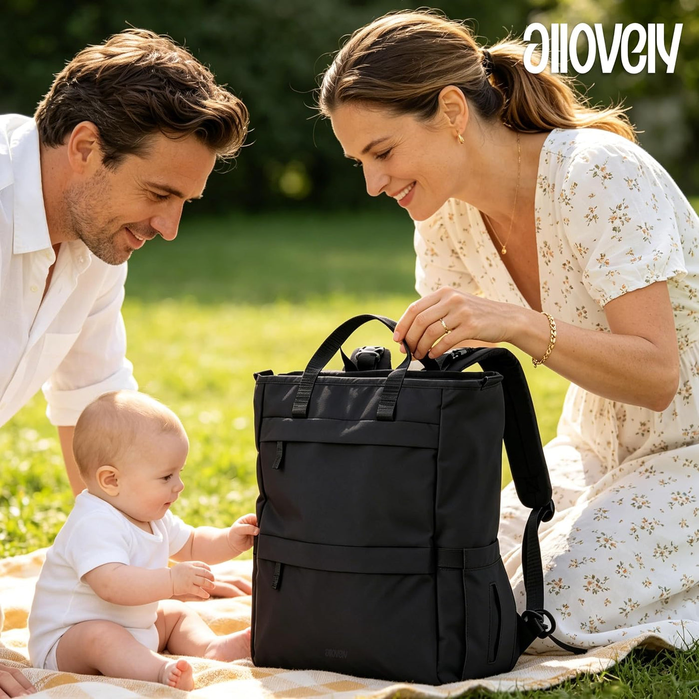 Allovely Mochila para pañales, bolsa de pañales grande para bebé co...