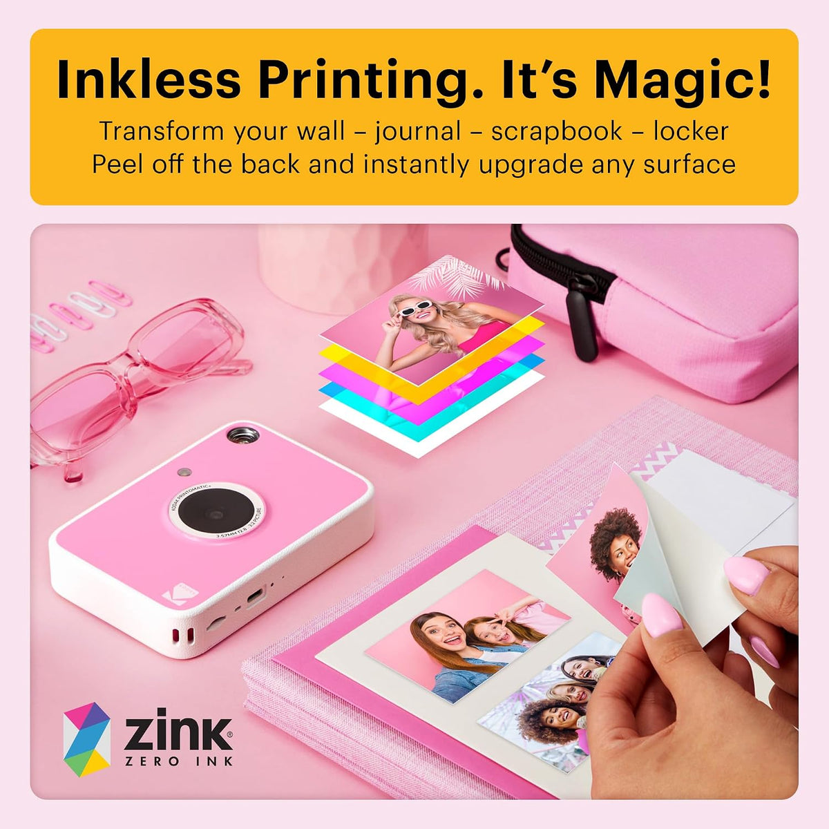 KODAK Printomatic+ Cámara digital de impresión instantánea (rosa) d...