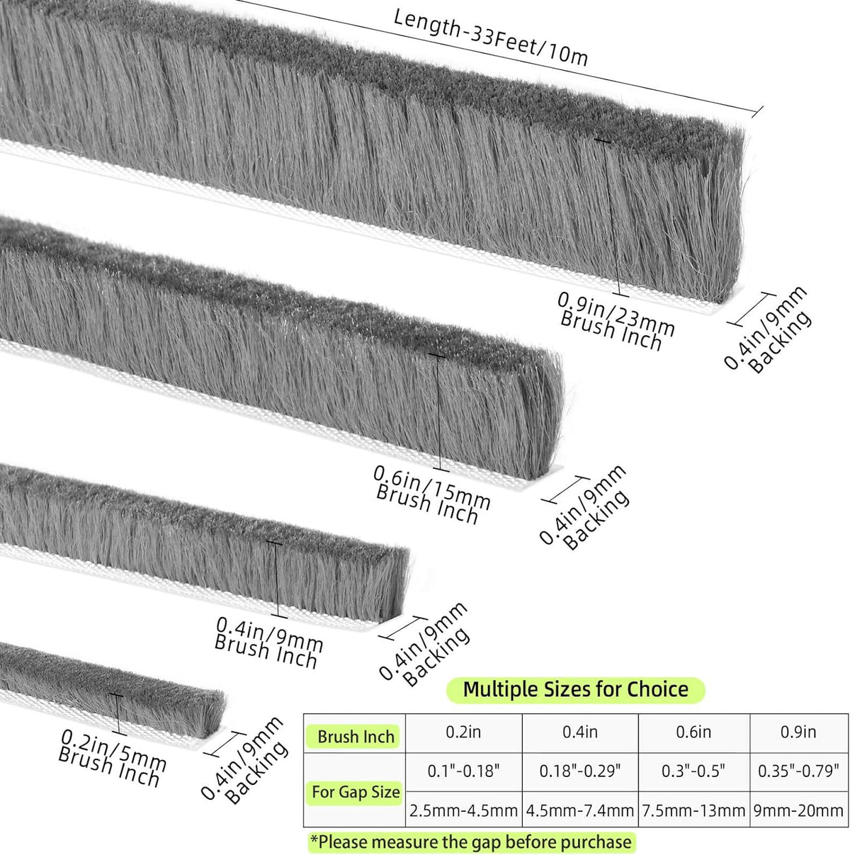 MILEQEE Burlete de fieltro para puertas, 66 pies, gris, 65.6 ft | B...