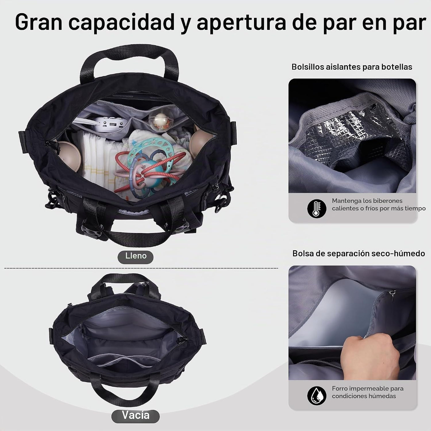 Allovely Mochila para pañales, bolsa de pañales grande para bebé co...