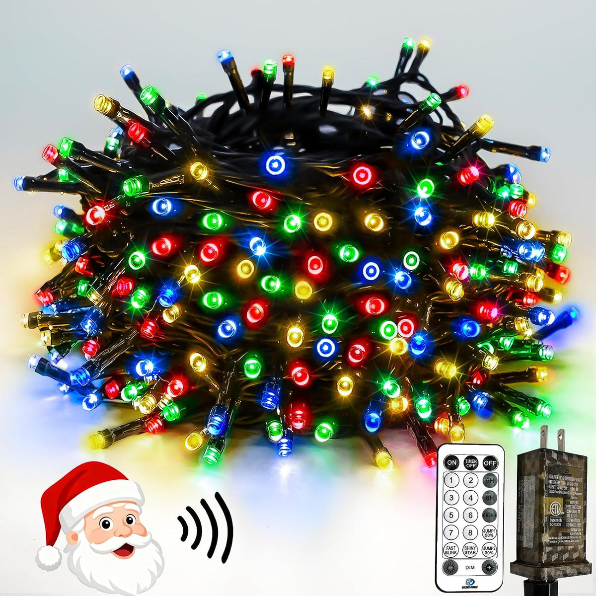 Guirnalda de luces navideñas de 300 LED, 99 pies, controladas por v...