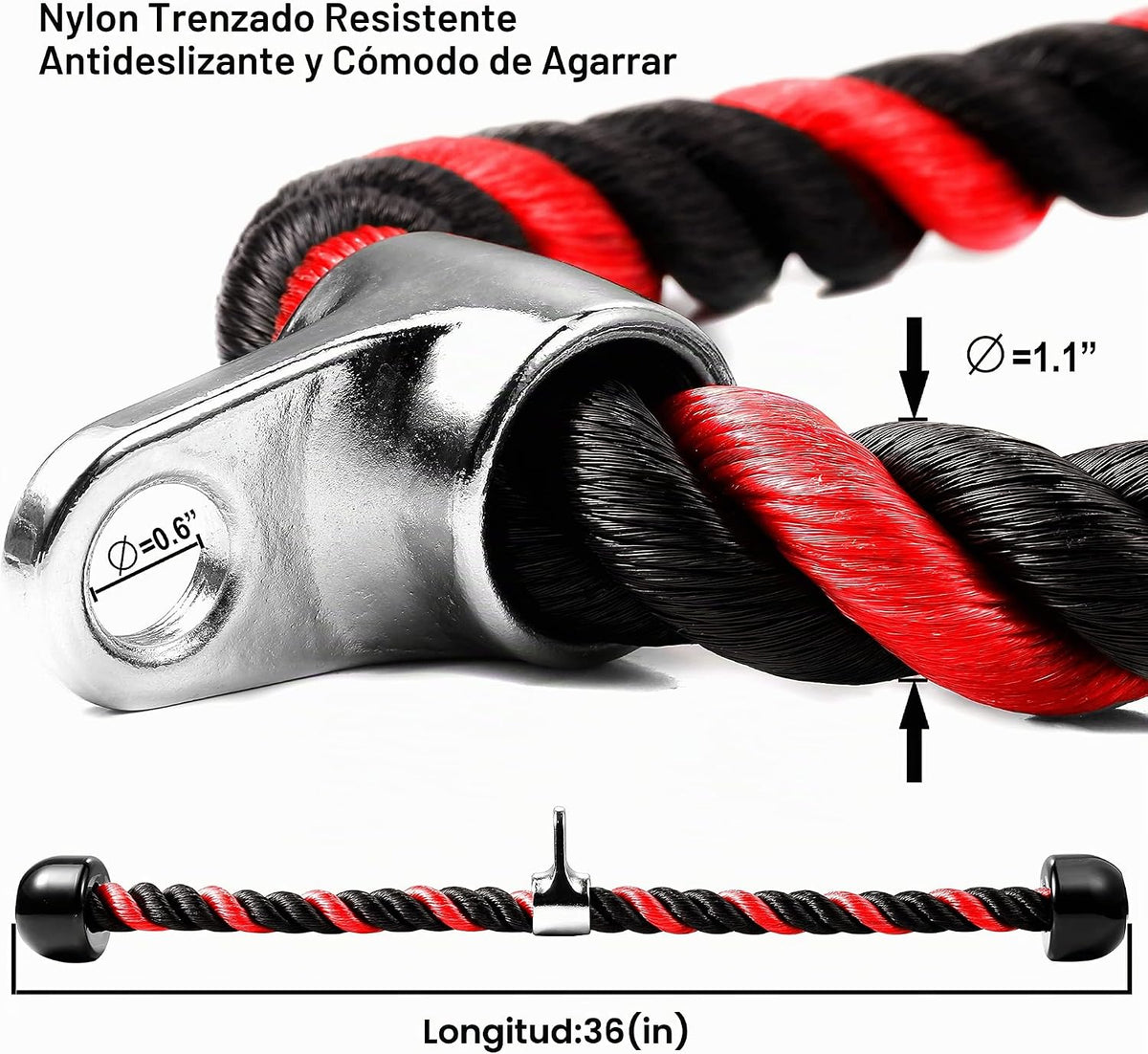 AWEFRANK Cable de tracción de cuerda de tríceps de lujo, 27 y 36 pu...