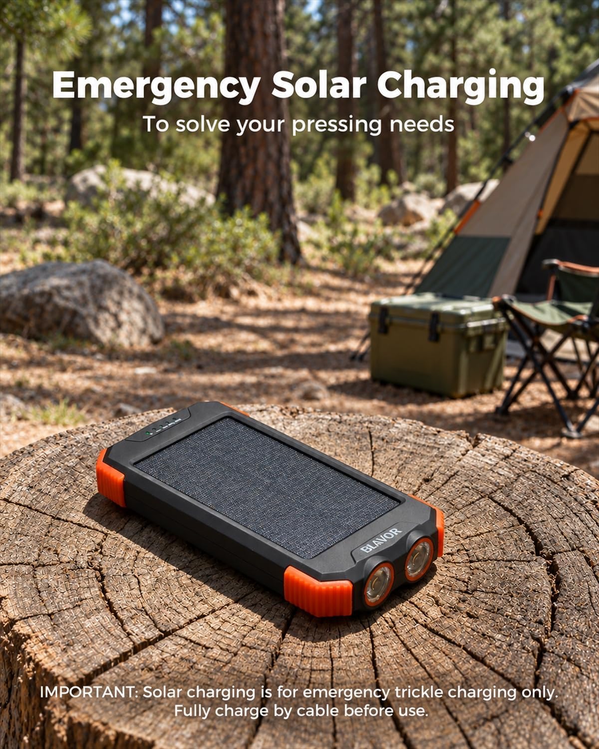 BLAVOR Solar Power Bank 10,000mAh Cargador inalámbrico portátil par...