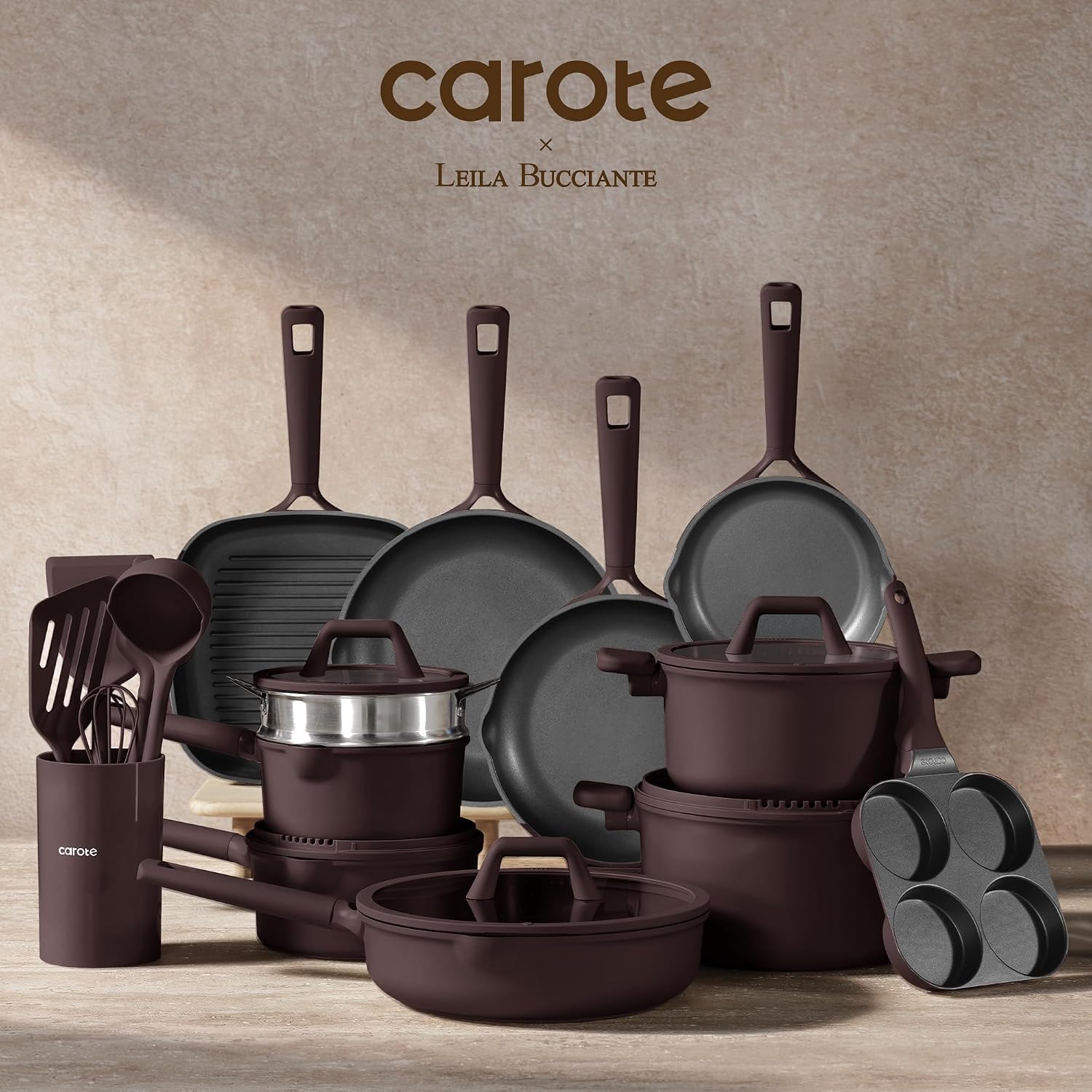 CAROTE Juego de 31 ollas y sartenes, juego de utensilios de cocina...