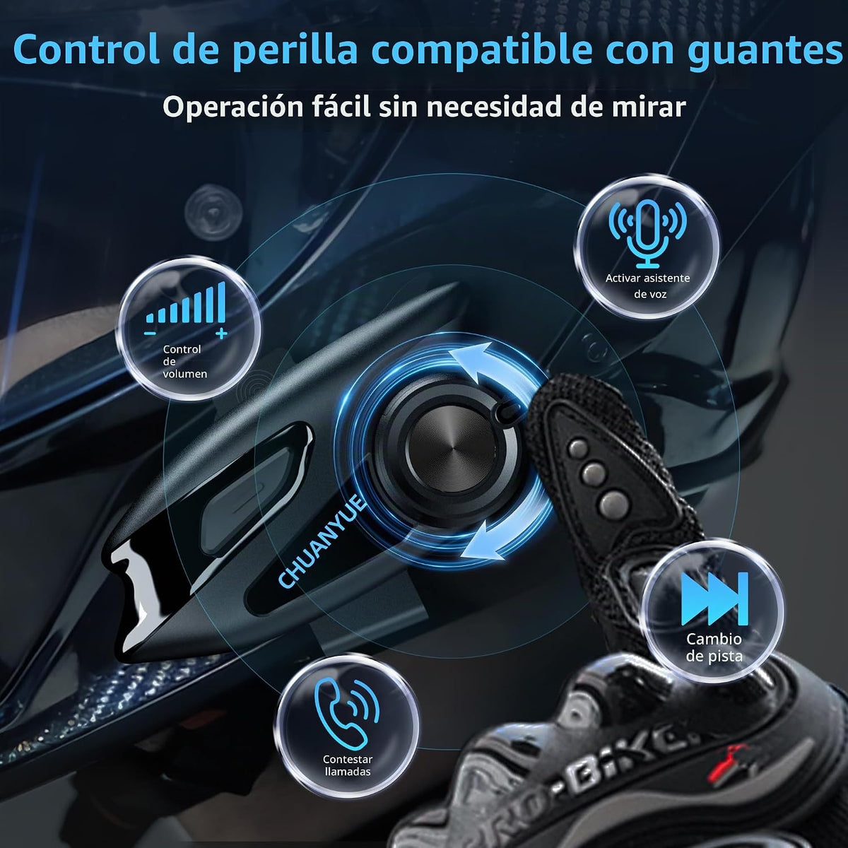 CHUANYUE Auriculares Bluetooth para motocicleta con altavoces de ca...