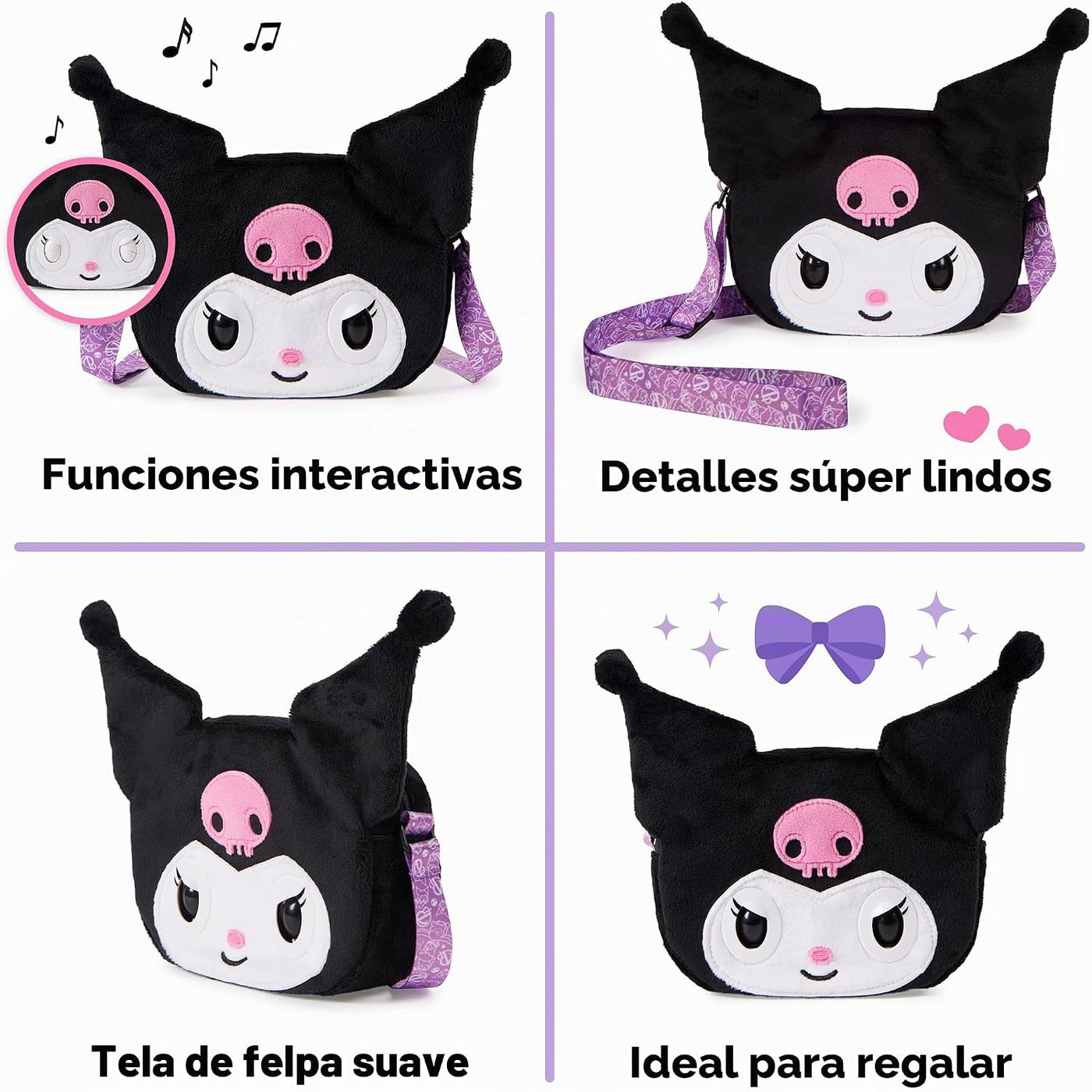 Purse Pets Sanrio Kuromi - Bolso cruzado interactivo para mascotas,...