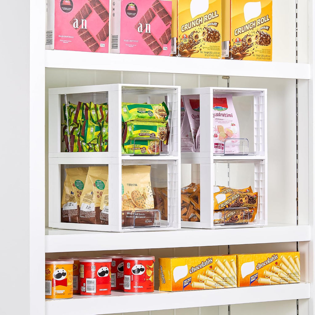 Vtopmart - Paquete de 4 cajones de almacenamiento grandes apilables...