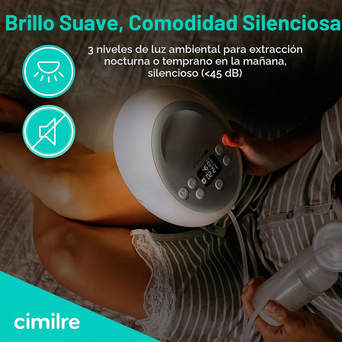 Extractor de leche eléctrico doble recargable ajustable Cimilre S6+...