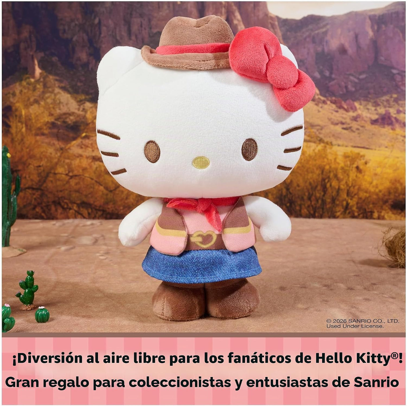 GUND Sanrio - Peluche oficial de Hello Kitty Cowgirl, juguete de pe...