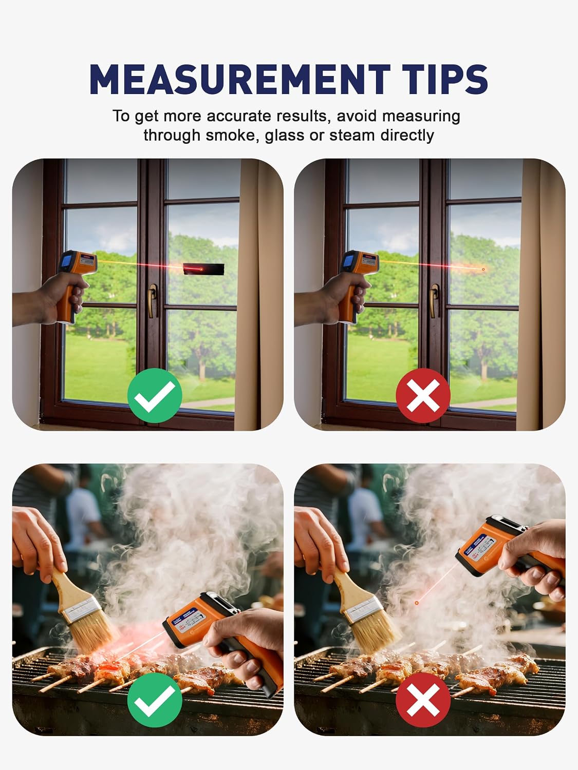 Pistola de termómetro infrarrojo, rango de -58 °F a 788 °F (no para...