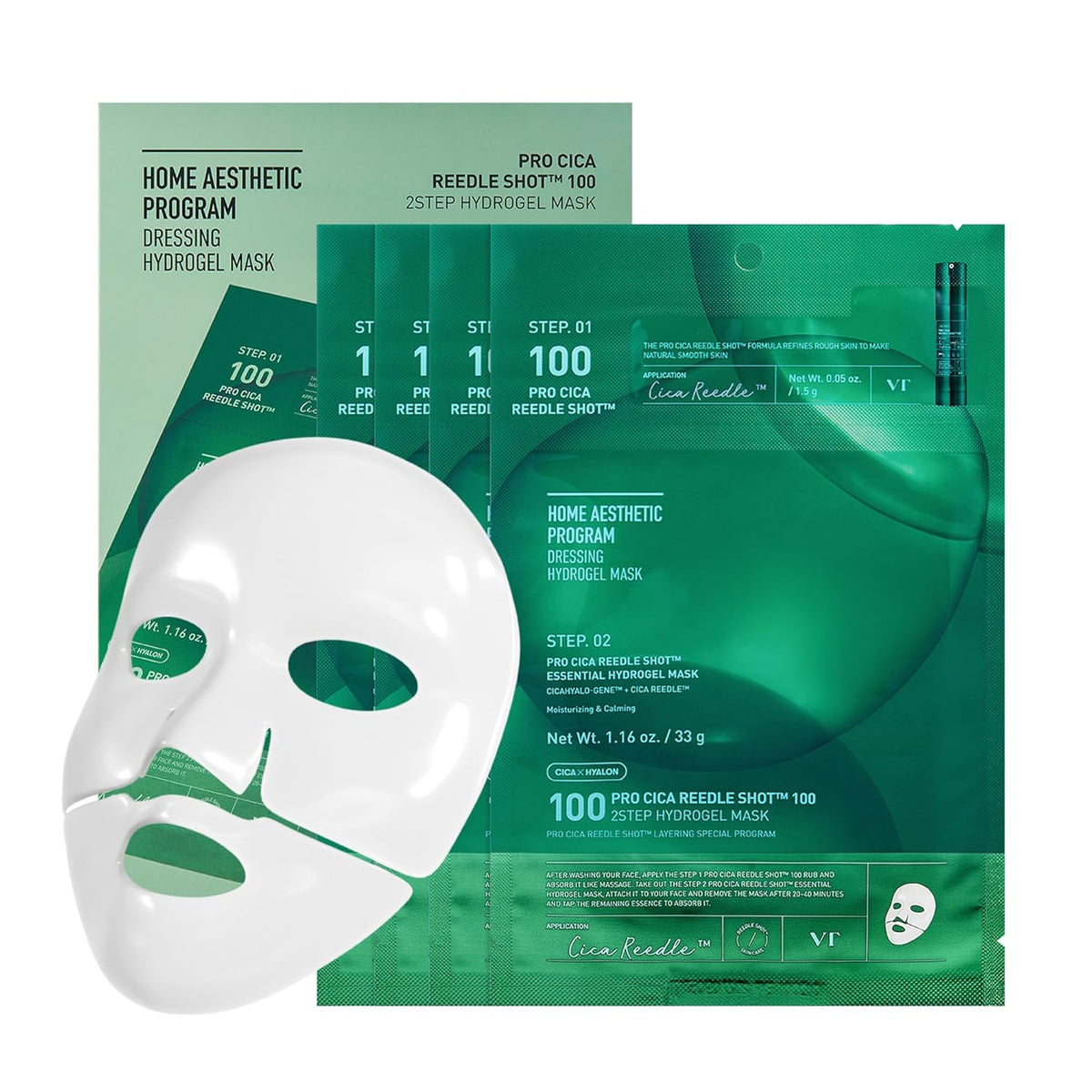 VT COSMETICS Pro Cica Reedle Shot 100 Máscara de Hidrogel de 2 Paso...
