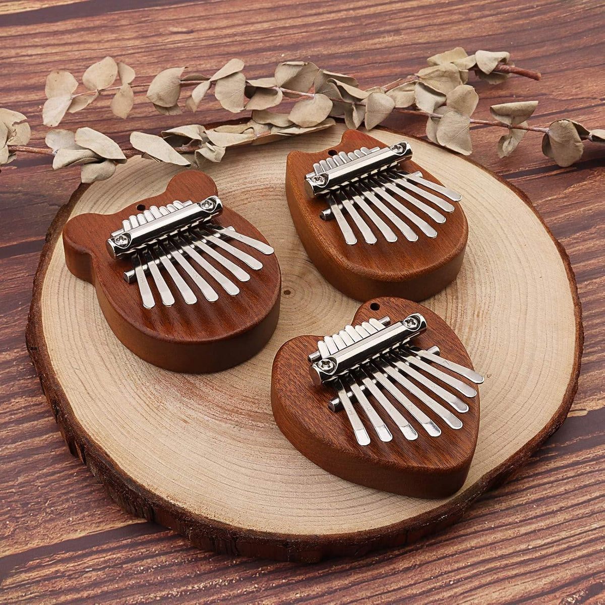 Kalimba - Piano de pulgar de 3 piezas, 8 teclas de madera de sapele...
