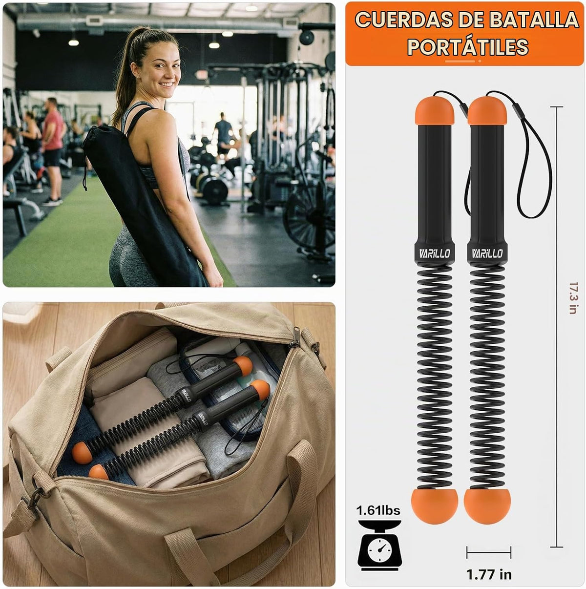 Cuerdas de batalla sin cuerda para gimnasio en casa, cuerdas de bat...