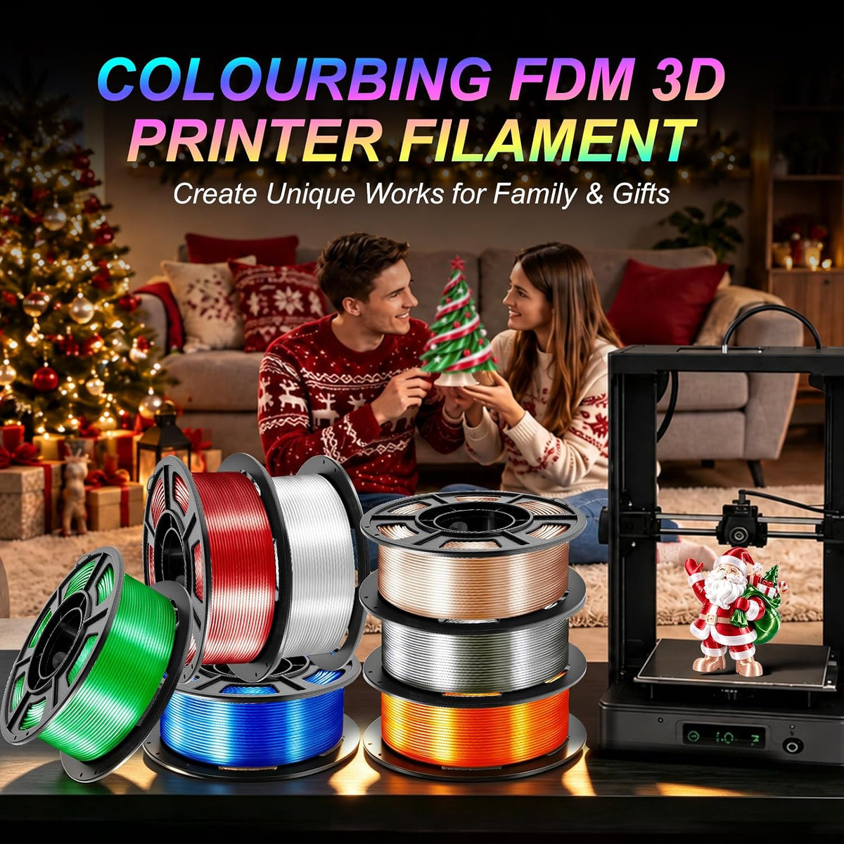 Colourbing Paquete de filamento PLA para impresora 3D de seda prese...