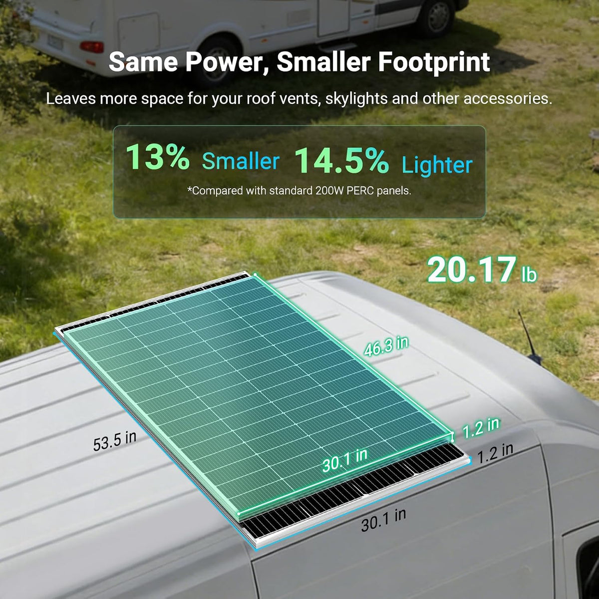 HQST Panel solar de 200 W, tipo N, 16BB, hasta 25.4% de eficiencia,...