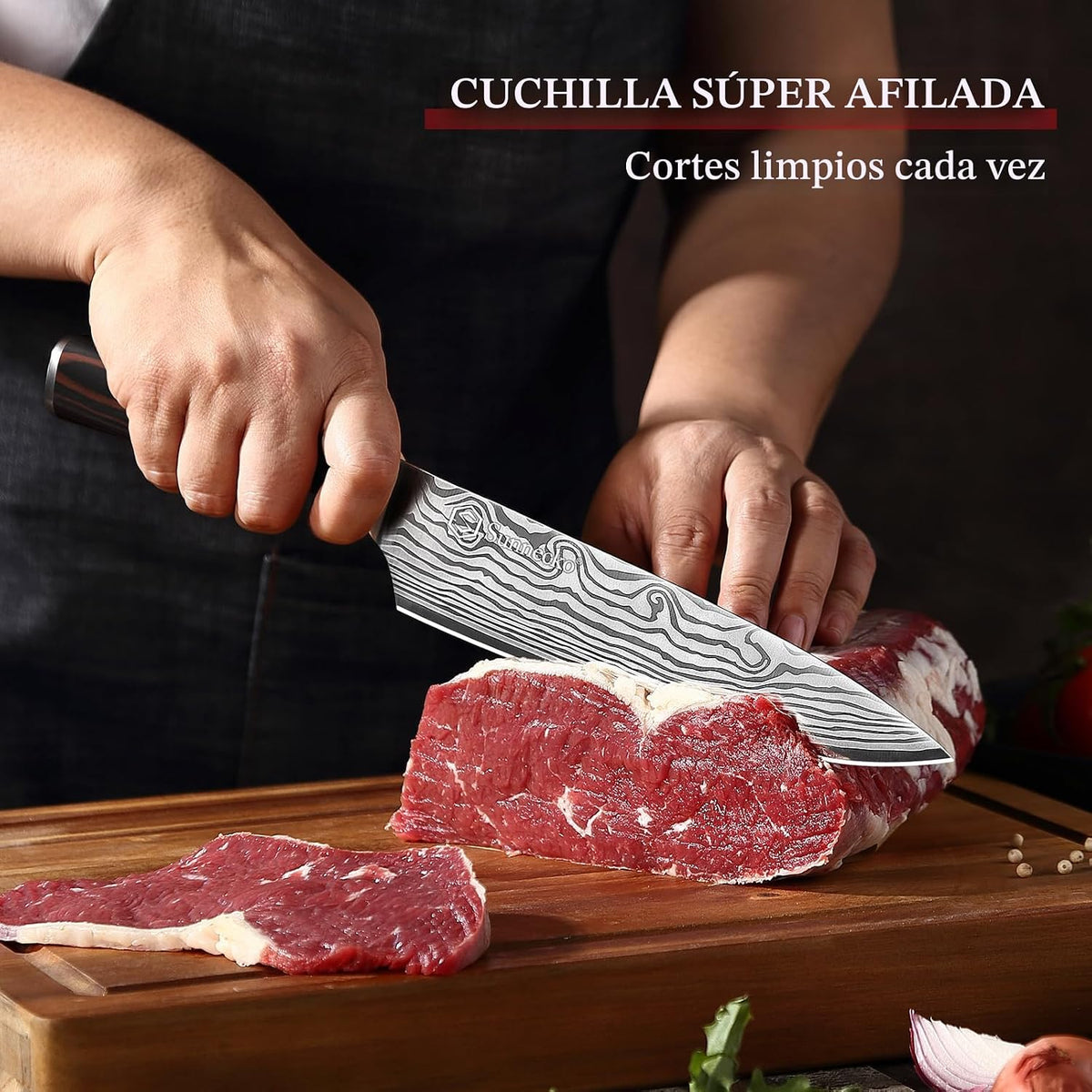Sunnecko Cuchillo de chef de 8 pulgadas, cuchillo de cocina ultra a...