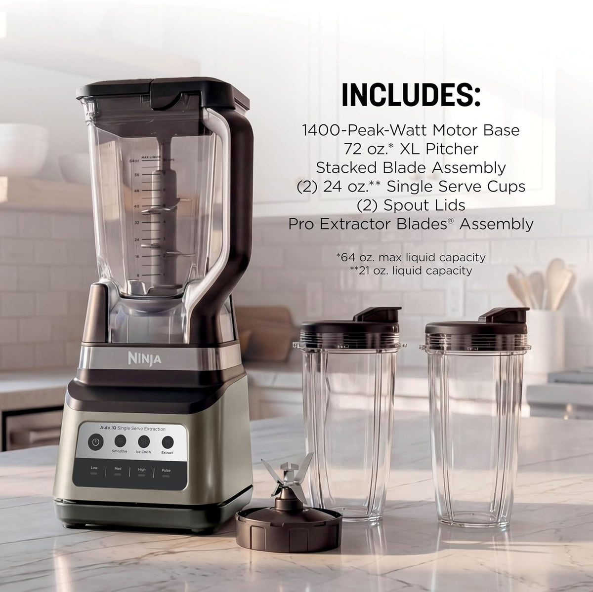 Licuadora Ninja Professional Plus DUO, 1400WP, Auto-iQ, 72oz, BN751...