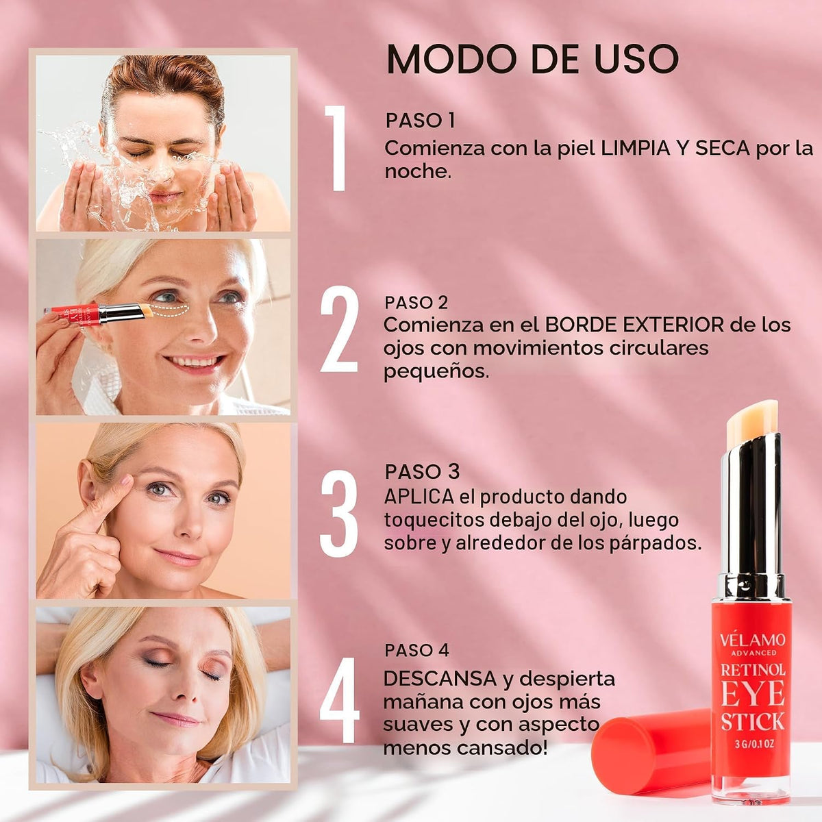 VELAMO ADVANCED Barra de ojos con retinol: bálsamo renovador y reaf...