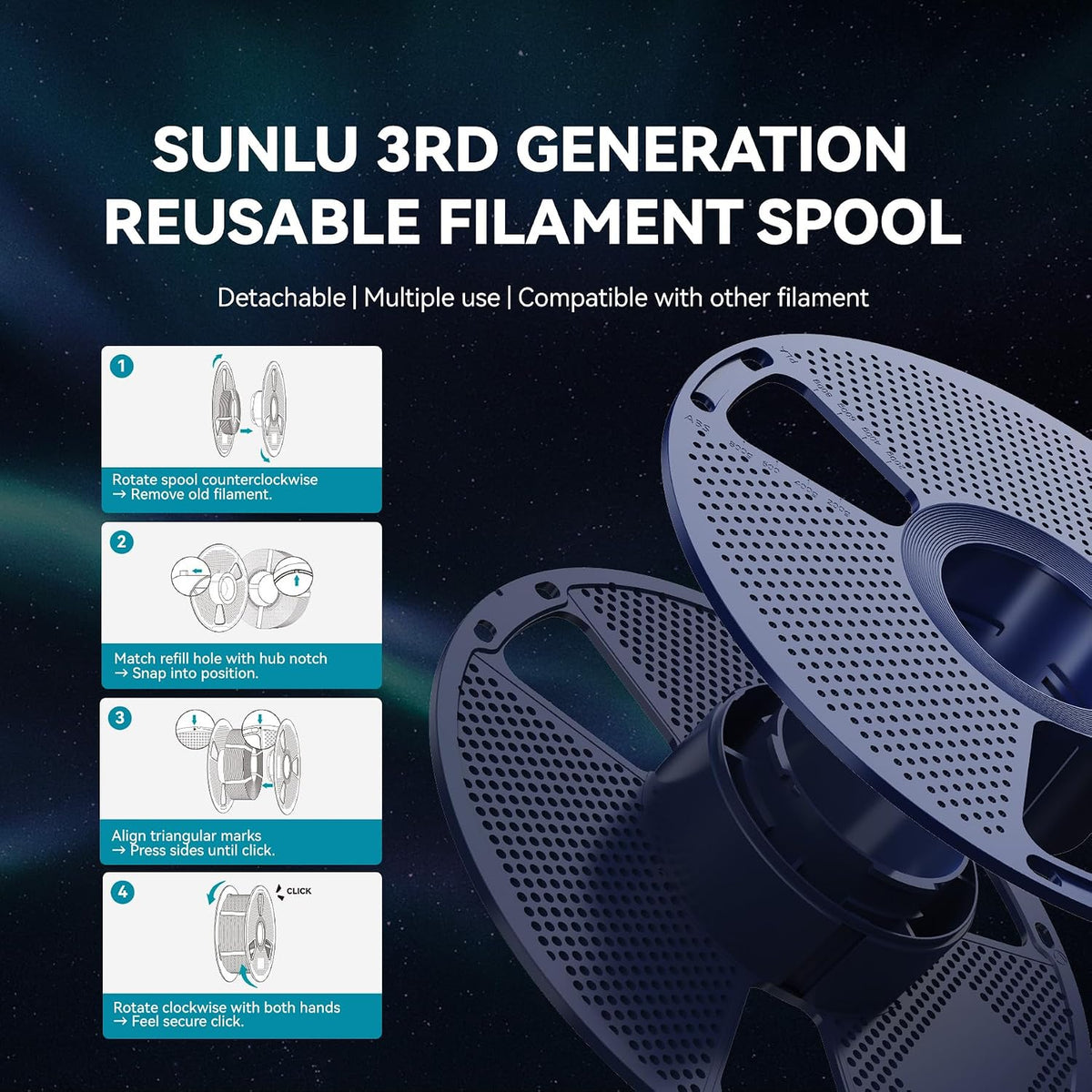 SUNLU Filamento de impresora 3D de ácido poliláctico para galaxia |...