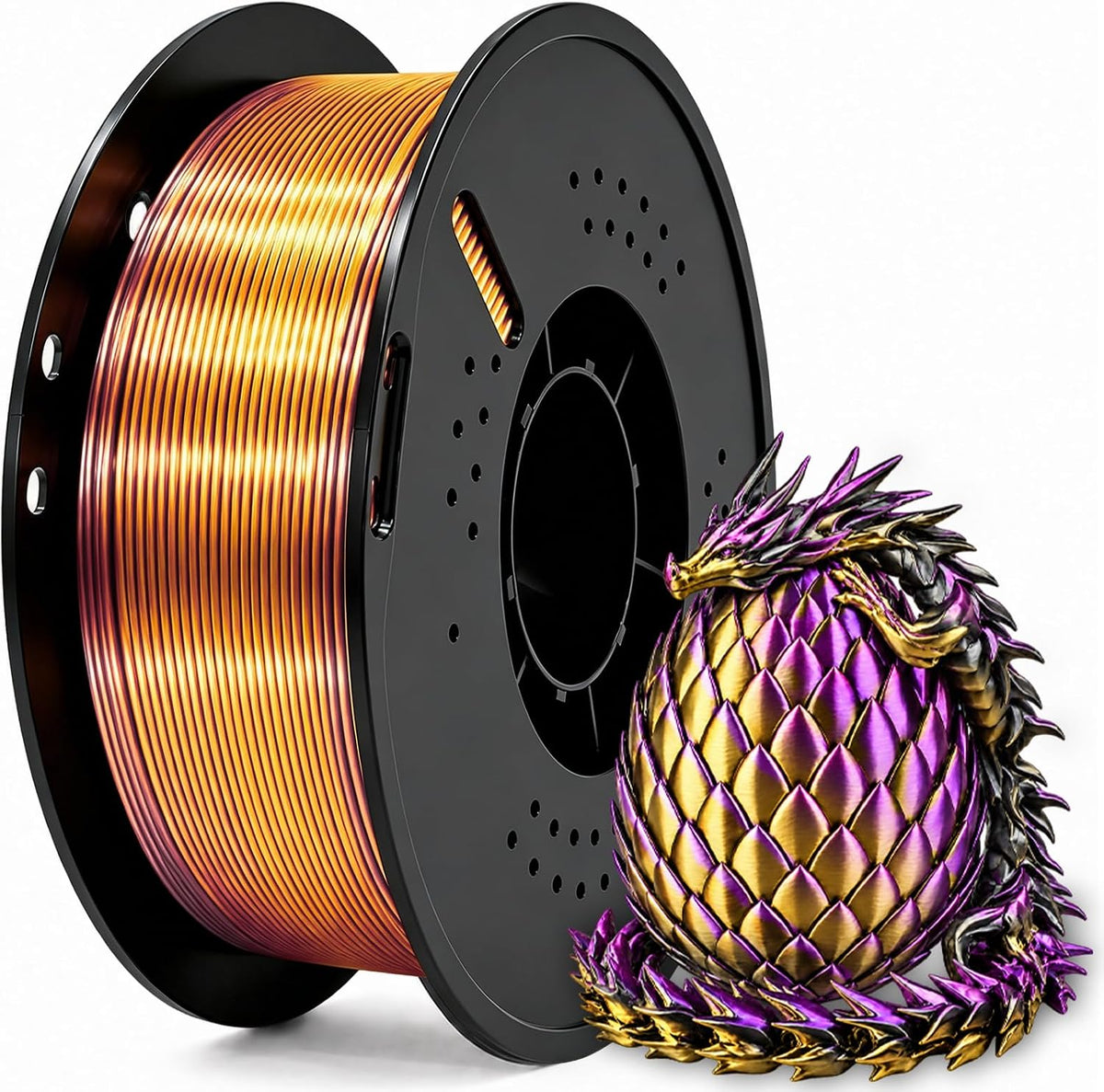 Frucindra Filamento de impresora 3D PLA+ de seda presecado, filamen...