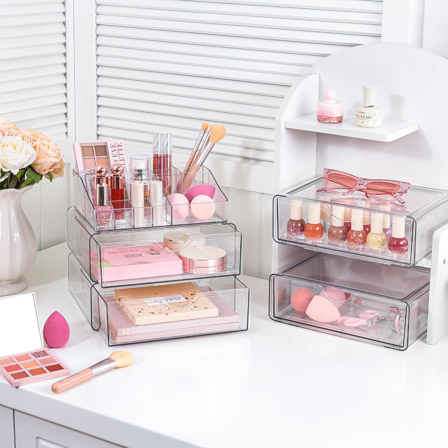 Vtopmart Organizador de maquillaje de 5 niveles transparente con ca...