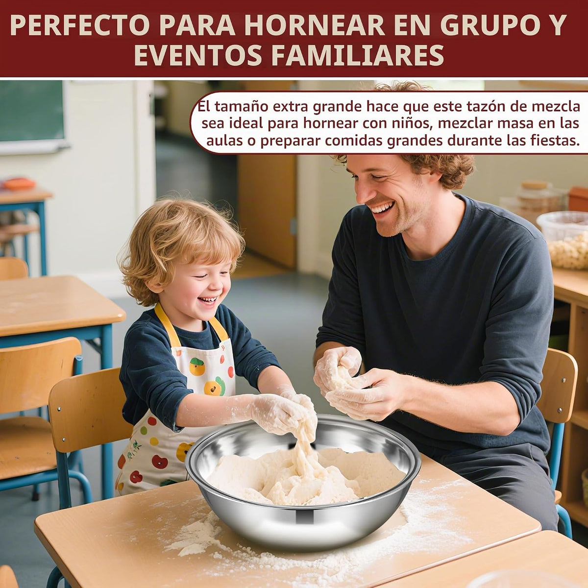 TREEHAC - 6 cuencos de acero inoxidable grandes para ensalada, 16 p...