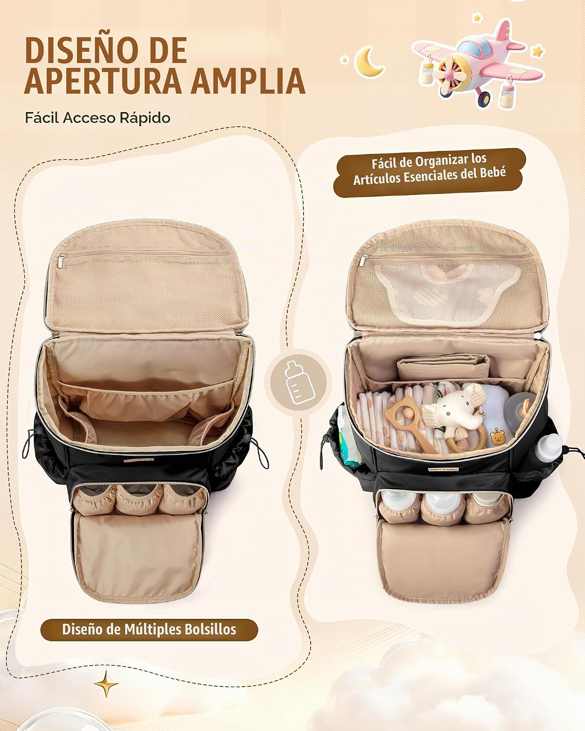 Marscamd Mochila para pañales con cambiador, bolsa de bebé grande,...