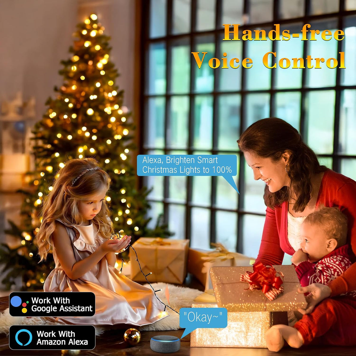 Brizled Luces de Navidad suaves parpadeantes, 200 luces LED intelig...