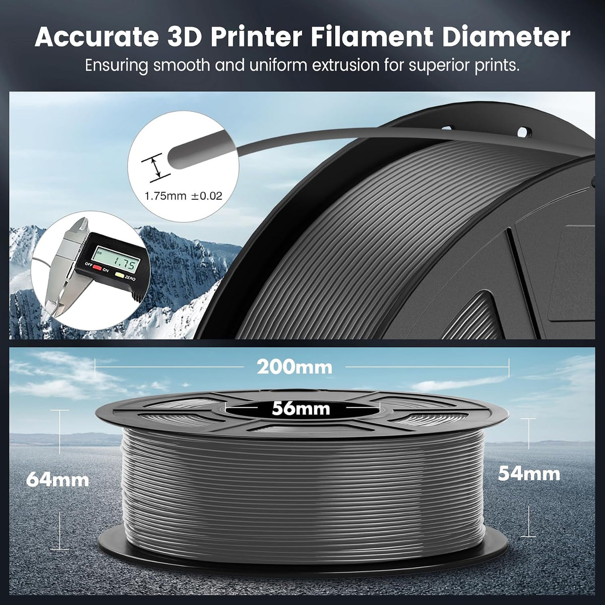 SUNLU Filamento PLA para impresora 3D, gris, 2.2 lbs | Filamento PL...