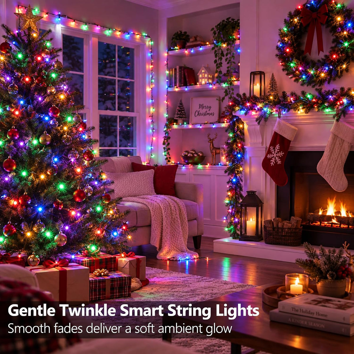 Brizled Luces de Navidad suaves parpadeantes, 200 luces LED intelig...