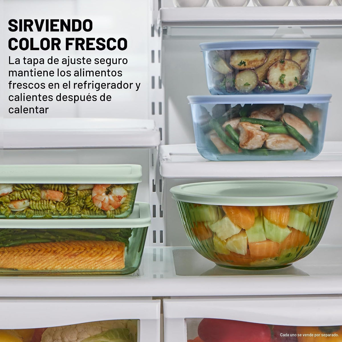 Pyrex Colors - Paquete de 2 recipientes de vidrio tallado de color...