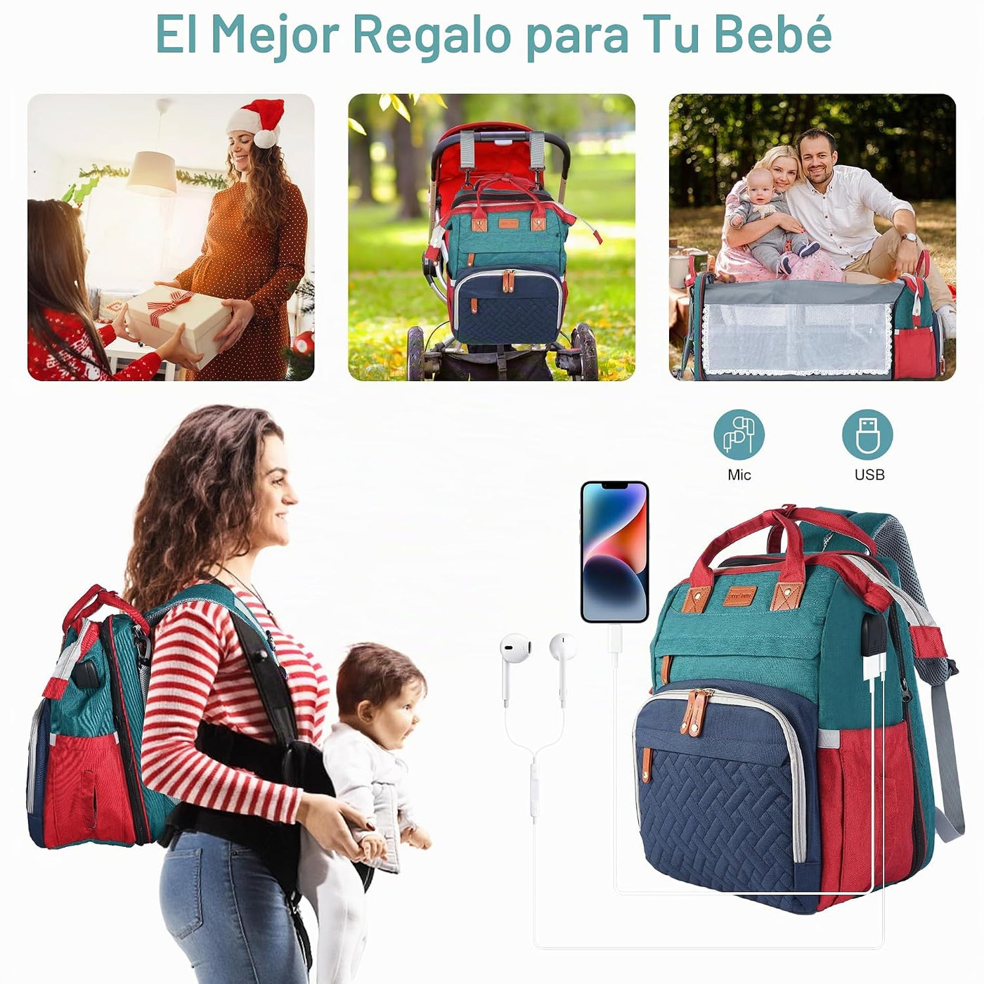 Shengmeister Mochila Bolsa de Pañales, Bolsa de Pañales para Bebé,...