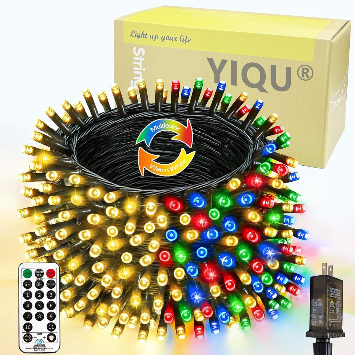 Guirnalda de 300 luces LED, cambian de color, 99 pies, 11 modos, co...