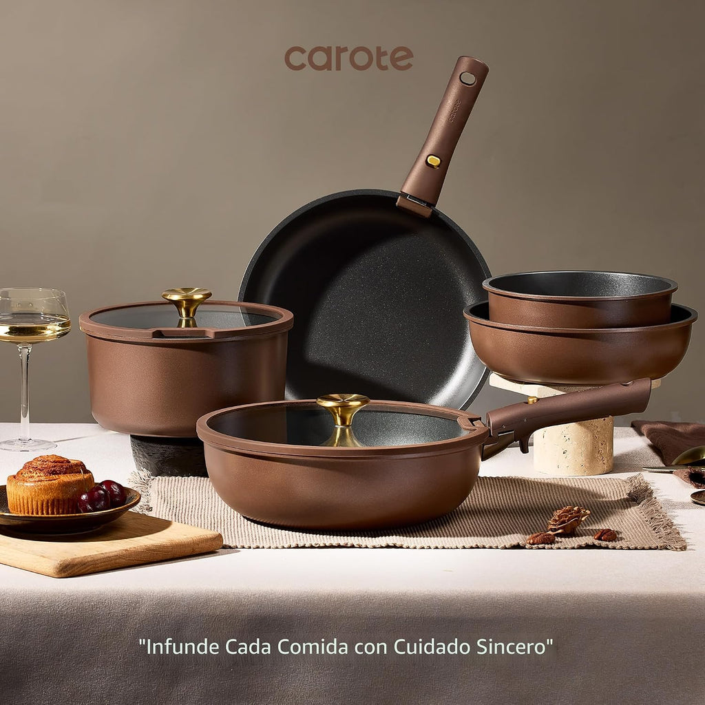 CAROTE Juego de 21 ollas y sartenes, juego de utensilios de cocina...