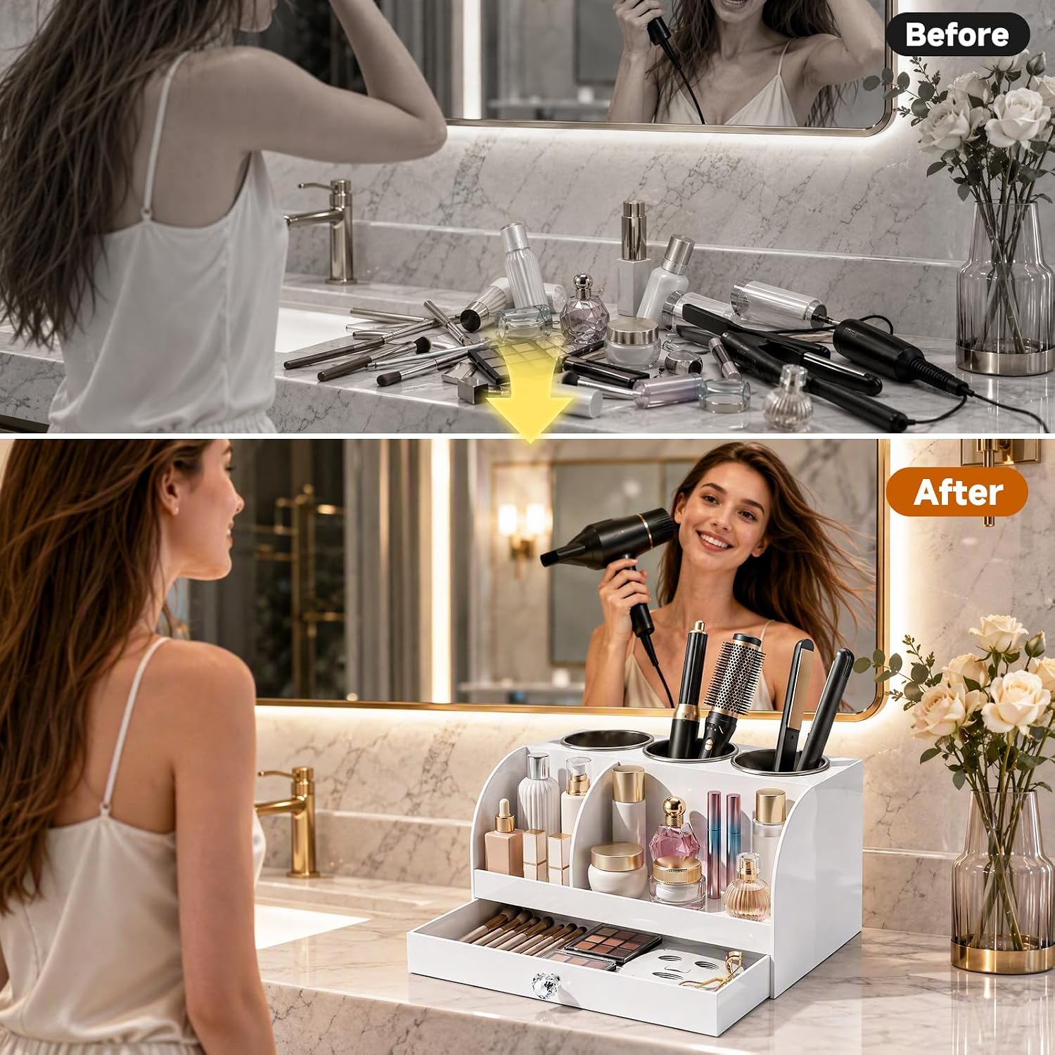 Organizador de herramientas para el cabello con cajón, organizador...
