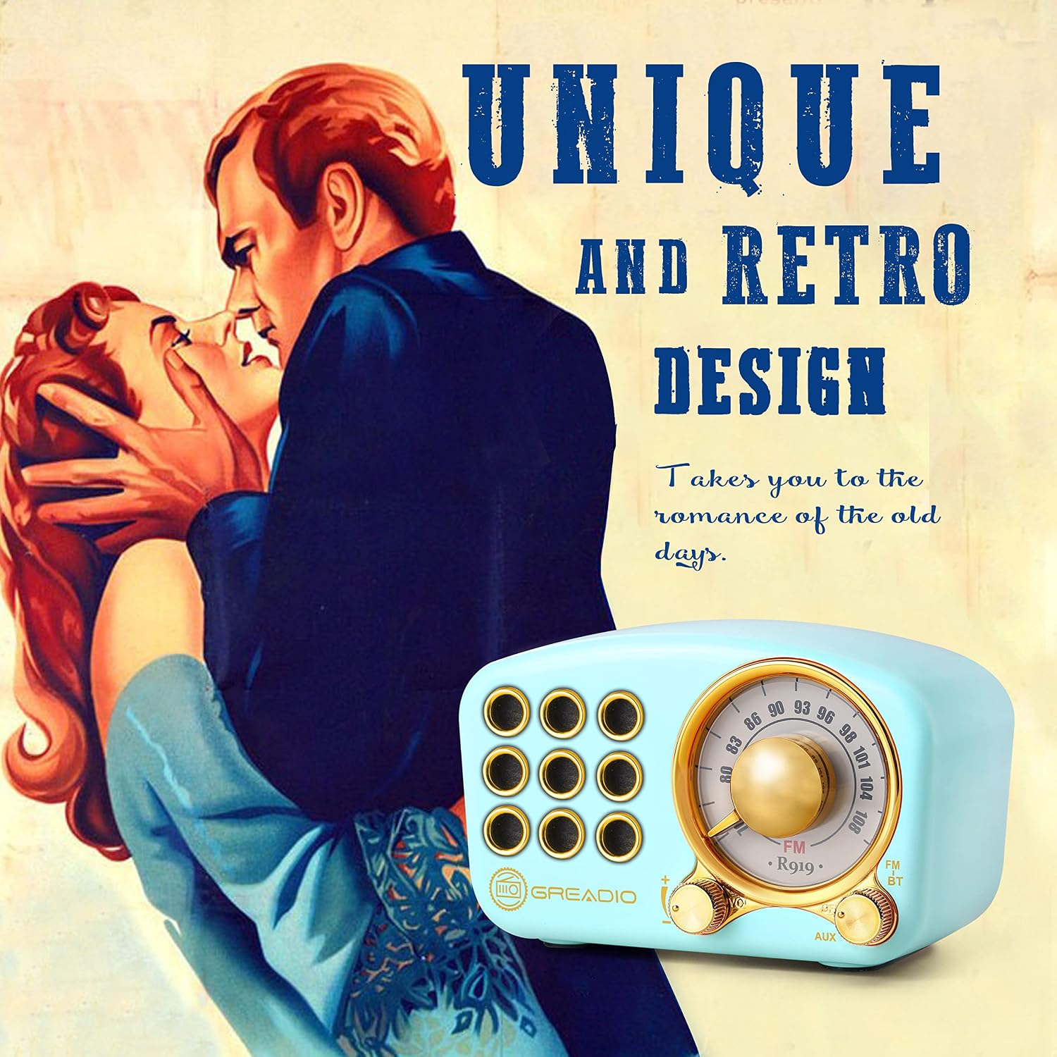 Altavoz Bluetooth retro Greadio, radio vintage