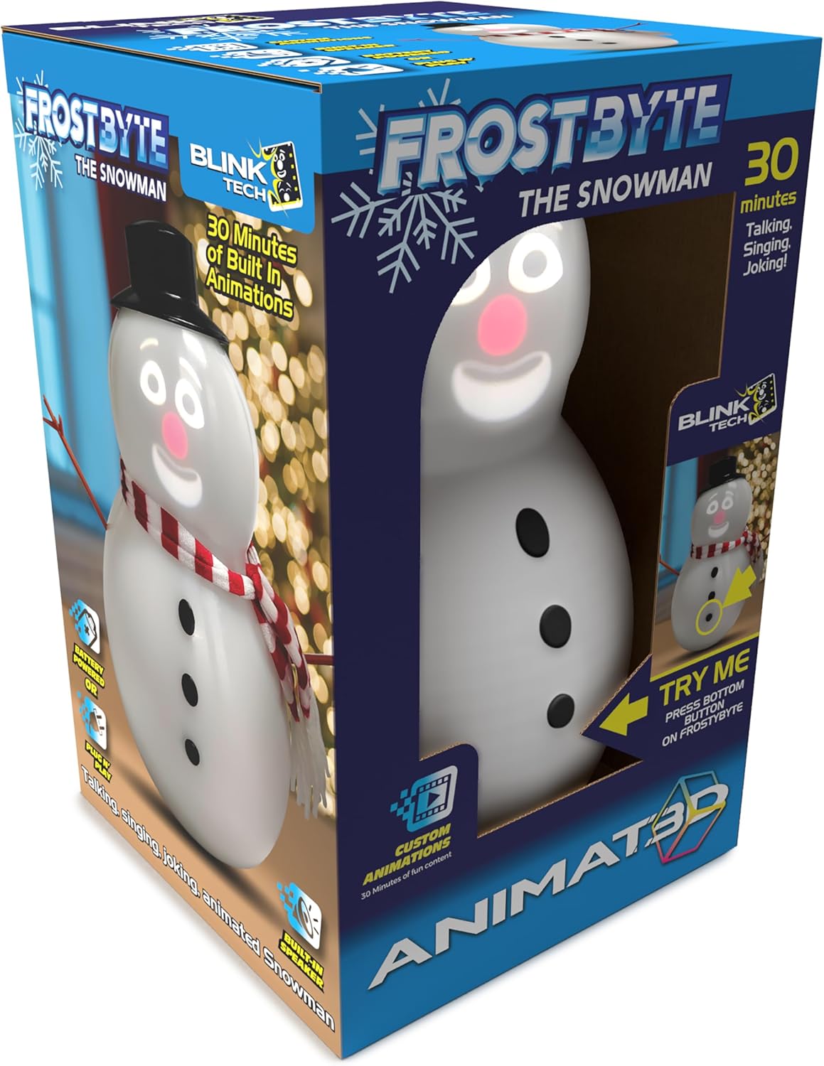 FrostByte Muñeco de nieve animado parlante con proyector y altavoz...