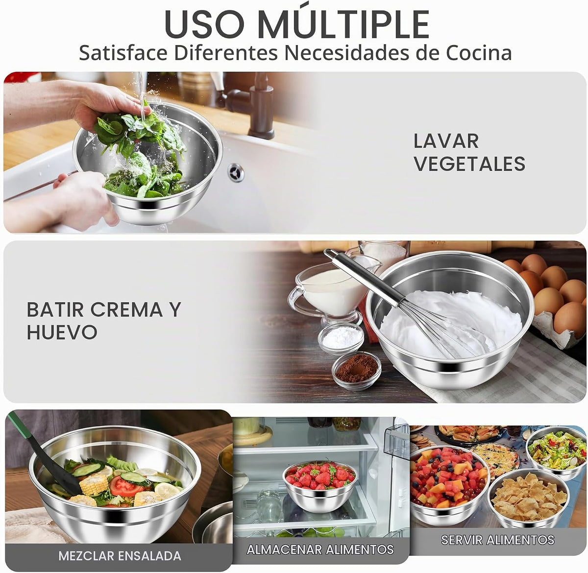 HaWare Tazones para mezclar con tapas herméticas, 6 cuencos de ensa...