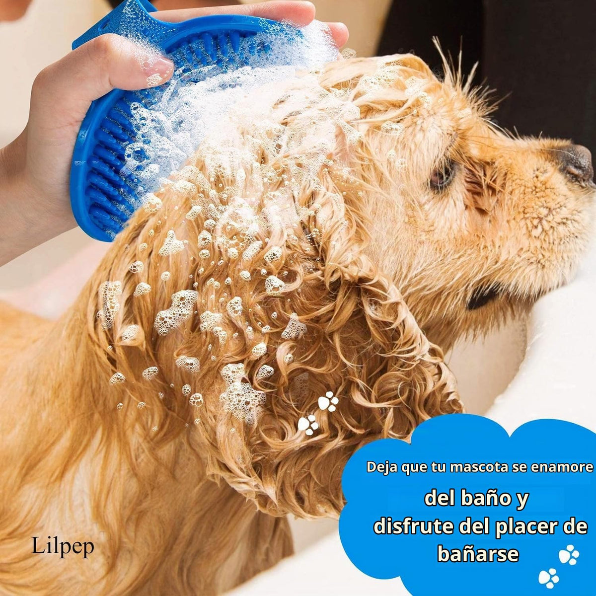 Cepillo para aseo de perro, cepillo de baño con champú para mascota...