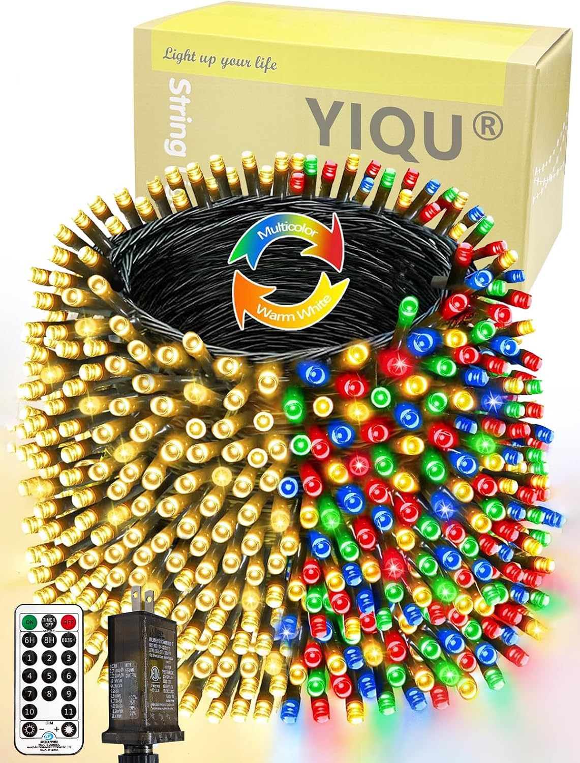 Guirnalda de 1000 luces LED, cambian de color, 330 pies, 11 modos,...